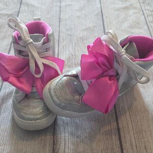 JoJo Siwa Silver Sneakers with Pink Bow